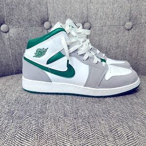 Nike Jordan ones - grey suede with green accents